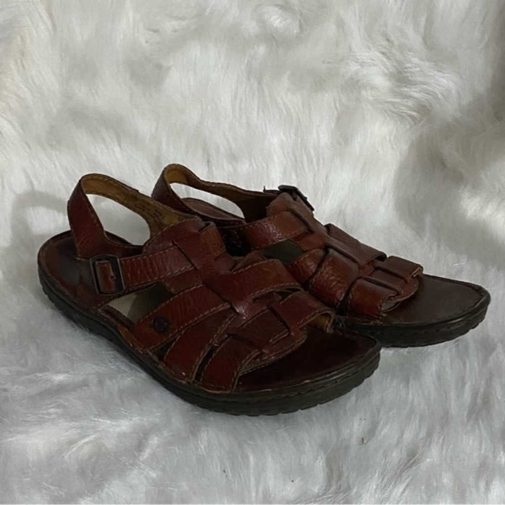 Born Sandales Shoes Women’s Size 9 Leather Uppers Brown‎ Buckle Open Toe